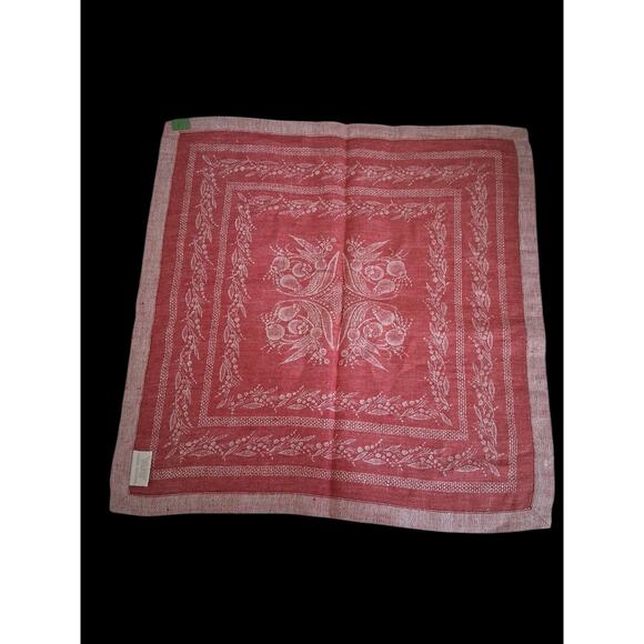 Williams Sonoma 100% Linen Napkins Pink & Red Fruit Design Made In Russia Set 5 - Picture 2 of 8